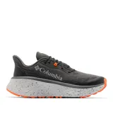 Championes de trekking Columbia modelo Konos Trillium Atr, color gris con entresuela blanca moteada y detalles en naranja. Cuentan con capellada de malla transpirable, suela Adapt Trax y tecnología Omni-Max para mayor amortiguación y estabilidad en senderismo.
