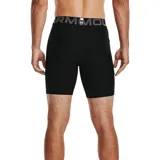 Short de compresión Under Armour HeatGear para hombre, color negro con cintura elástica gris con logo de la marca.