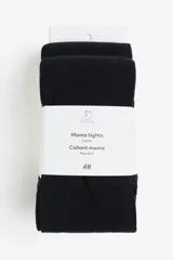 Pack de dos medias can can de punto fino color negro, diseñadas especialmente con espacio adicional para la barriga de maternidad.