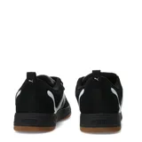 Championes Puma modelo Park Lifestyle II Cat de hombre, color negro con detalles en blanco y suela de goma marrón. Presentan diseño de skater con el logotipo grande de Puma en color blanco en el lateral, puntera de gamuza y cordones negros.