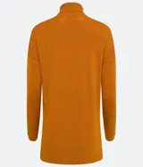 Blusa de punto color naranja, de viscosa de manga larga, cuello alto y detalles acanalados en la manga.