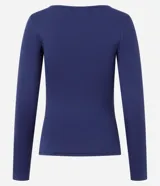 Blusa de manga larga con escote canoa, confeccionada en tejido de poliamida con elastano, de corte regular y diseño liso.