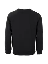 Buzo de cuello redondo en color negro, confeccionado en tejido french terry. Presenta un diseño minimalista con el logo de la marca sutilmente estampado en el pecho y puños acanalados.