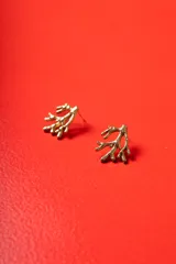 Aros con diseño orgánico que simula la forma de un coral, con acabado texturizado y estructura asimétrica.