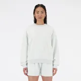 Buzo de tejido de punto color gris claro melange, con cuello redondo y puños y cintura acanalados.