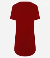 Vestido corto marrón modelo t-shirt de Marfinno, con mangas cortas, cuello redondo y bolsillos laterales.