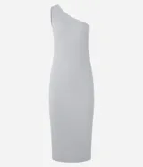 Vestido midi negro de rib con un solo hombro.