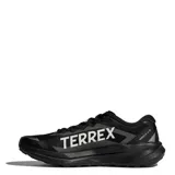Championes de trail running Adidas Terrex Agravic Lt, color negro con las icónicas tres tiras en blanco. Diseño técnico con malla transpirable y refuerzos sintéticos, ideal para terrenos irregulares.