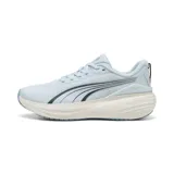 Championes Puma Scend Pro 3 para running y training, color celeste con detalles en azul oscuro y entresuela blanca.