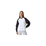 Remera de manga larga estilo raglán de Eme Studios, confeccionada en tejido waffle con cuerpo blanco y mangas en color azul marino. Presenta un pequeño estampado con el logotipo de la marca en el pecho.