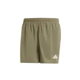 Short de running color caqui con logo Adidas estampado en blanco.