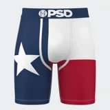 Calzoncillos tipo bóxer de la marca PSD, con diseño de la bandera de Texas.