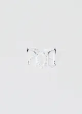 Anillo plateado ajustable de plata 925 con diseño de marquesas caladas y zirconias.