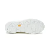 Sneakers de lona blanca para mujer con plataforma, cordones y suela dentada. Cuentan con el logo de la marca en plateado en el lateral.
