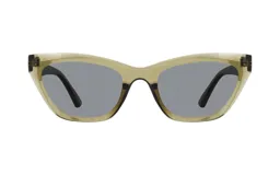 Lentes de sol Huesca modelo Aria, con montura color verde oliva y lentes grises.