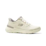 Championes deportivos Skechers modelo Slip-Ins Skech Air Dynamight 2.0 - New Heights, color beige con detalles en malva y logo metálico. Confeccionados en malla técnica con entresuela amortiguada Skech-Air y plantilla Memory Foam.
