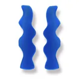 Par de aros colgantes con forma ondulada, color lila.