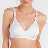 Soutien color piel, sin aro, con copas moldeadas sin costuras y breteles anchos regulables. Confeccionado con tela que contiene fibra LYCRA®.