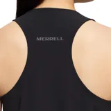 Musculosa deportiva negra con sujetador incorporado, diseño estilo nadadora, suave y elástica.