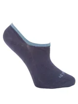 Calcetines invisibles de color azul oscuro con borde celeste.