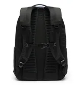 Mochila impermeable de 25 litros, color azul marino, con compartimentos principales con cierre, funda acolchada para portátil de hasta 13 pulgadas, panel trasero transpirable y bolsillos laterales para botellas.