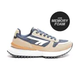 Championes Hi-Tec Dam Men, color beige con detalles en azul y blanco.