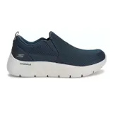 Championes Skechers Go Walk Flex color azul marino, sin cordones, capellada de tejido de punto, plantilla Skechers Air-Cooled Goga Mat y entresuela Ultra Go.