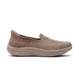 Championes Skechers Hands Free Slip-ins Max Cushioning Lite Aura - Kenna, color marrón claro. Zapatillas veganas sin cordones con tecnología Heel Pillow, parte superior de punto Stretch Fit jaspeado, plantilla Skechers Air-Cooled Goga Mat y entresuela Max Cushioning con amortiguación ULTRA GO.