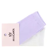 Pack de dos pares de medias de algodón, una en color lila y otra en color blanco, con diseño clásico y elástico en la parte superior.