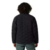 Campera técnica de plumón Mountain Hardwear modelo Stretchdown, color negro, con diseño de celdas tejidas sin costuras para mayor elasticidad. Cuenta con cierre frontal de dos vías, bolsillos laterales con cierre, bolsillo en el pecho y puños elásticos.