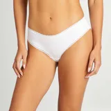 Pack de dos culottes blancos de algodón con detalle de puntilla en el contorno.