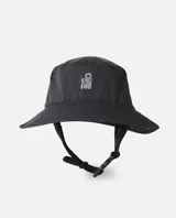Sombrero bucket de surf Rip Curl S Series Surf en color negro, con solapa protectora para el cuello, paneles de malla transpirable y barbiquejo ajustable con hebilla.