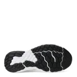 Championes de running New Balance modelo Evoz V4, color blanco con detalles en gris y toques de color salmón. Presentan entresuela Fresh Foam X para mayor amortiguación, parte superior de malla técnica transpirable con refuerzos sintéticos y suela de goma de alta durabilidad.