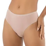Bombacha color beige de algodón con lycra, con frente reforzado y elástico personalizado "Del Rio" en la cintura.