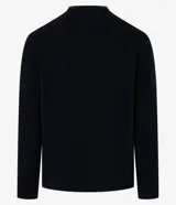 Remera negra de corte slim, cuello redondo y manga larga. Confeccionada en algodón con textura acanalada.