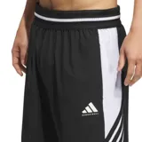 Short deportivo Adidas modelo Crazy Lite, color negro con cintura elástica ancha a rayas blancas y negras, y el logo de la marca en blanco en la pierna.