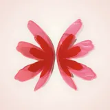 Aros colgantes con forma de flor, de acrílico transparente con detalles en rosa y rojo.