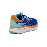 Championes de running Diadora Proton, color azul con detalles en naranja y blanco.