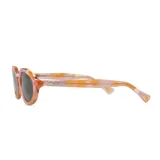 Lentes de sol Mr Boho modelo Solarte, con montura de acetato color rosa, naranja y blanco con diseño marmolado, y lentes grises.