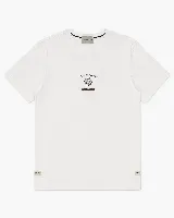 Remera Brooksfield de manga corta y fit regular, color blanco, con pequeño estampado frontal inspirado en el océano y la leyenda 'Tides of Change'.