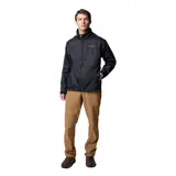 Campera impermeable Columbia modelo Glennaker Lake Jkt Omni-Shield, color negro, con capucha guardable en el cuello, cierre frontal y bolsillos laterales con cierre.