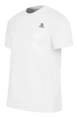 Remera deportiva Topper de manga corta y cuello redondo, color blanco, con logo impreso en el pecho.