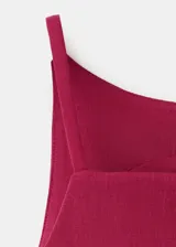 Top de lyocell color rojo, con diseño recto, escote cuadrado, tirantes finos y cierre delantero con botones.