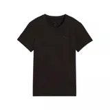 Remera Puma modelo Her, color negro, de manga corta y cuello redondo. Confeccionada en tejido texturizado con pequeño logo bordado al tono en el pecho.