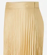 Falda midi plisada color dorado, de crepé satinado, con cierre lateral.