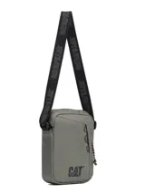 Bandolera Caterpillar modelo Explorer Shoulder BA color verde militar, con compartimento principal, bolsillo frontal con cordón y correa de hombro ajustable con el logotipo de la marca.