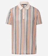 Camisa polo de hombre confeccionada en jacquard con textura ondulada. Modelo comfort con cuello abotonado contrastante y manga corta.