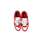 Championes de diseño urbano Off-White modelo Out Of Office Lace-Up, en combinación de color rojo y blanco, con suela chunky y el característico emblema de flecha lateral.