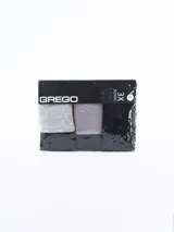 Pack de tres boxers de algodón en colores gris, lila y negro, con cintura elástica negra con logo.