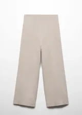 Pantalon de corte wideleg y diseño crop, confeccionado en una mezcla de lino y viscosa. Presenta cintura con elástico y dos bolsillos laterales.